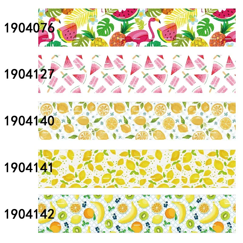 

Different size fruit printed grosgrain ribbon, watermelon/ strawberry/pineapple/lemon printed fold over elastic ribbon
