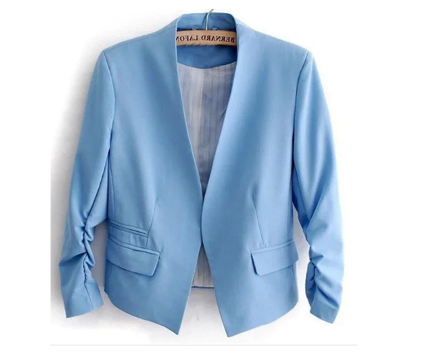 Mr.nut Korean version of the small suit Puff Sleeve cotton women's slim suit without buckle candy color coat