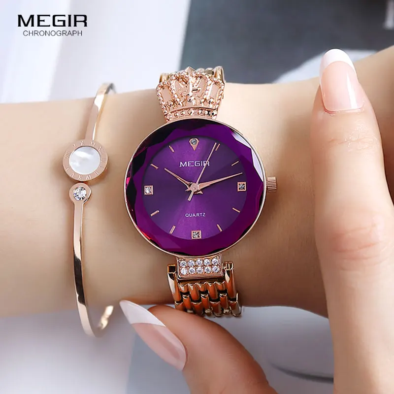 Megir Quartz часы для женщин медный металлический браслет ремешок простые наручные