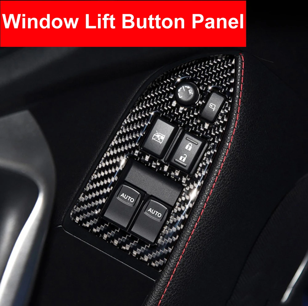 

LHD RHD Car Interior Carbon Fiber Window Lift Button Decorative Frame Modification Trim Auto Stickers For Subaru BRZ Toyota 86