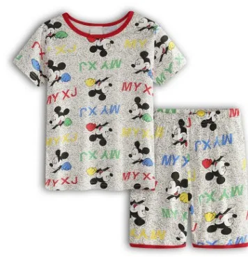 Новая детская одежда для мальчиков и девочек детские пижамы Летний комплект с короткими рукавами с рисунком Человека-паука, Минни, Лакки, детская одежда для сна - Цвет: 18