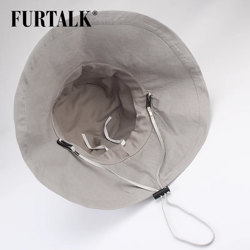 Шляпка FURTALK женская с хвостом Панама из хлопка и льна шапка от солнца для отдыха