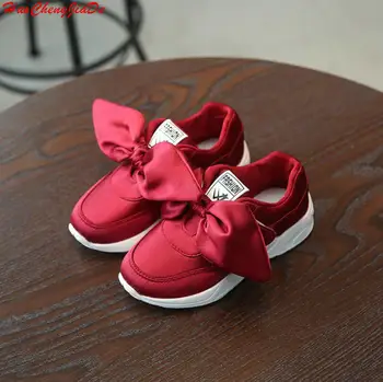 

Top Selling Girls Sport Shoes Kids Running Shoes 2018 Autumn Winter New Fashion Big Bowknot Soft Breathable Sneakers For Girls