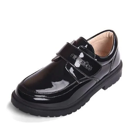 Новинка; Студенческая обувь из лакированной кожи; черная обувь для мальчиков; детское Повседневное платье; обувь для выступлений; Студенческая детская кожаная обувь для малышей; 04 - Цвет: Черный