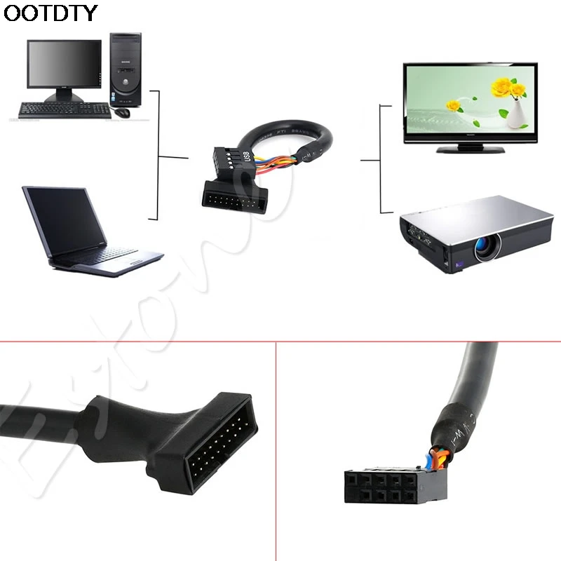 

19/20 Pin USB 3.0 Female To 9 Pin USB 2.0 Male Motherboard Header Adapter Cord #L059# new hot