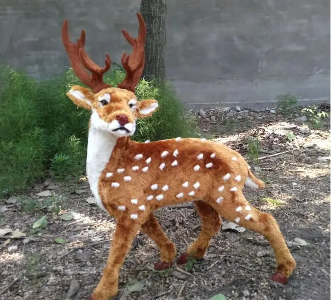 

large 55x75cm simuluation sika deer model,plastic&furs deer handicraft prop home garden decoration gift d2989