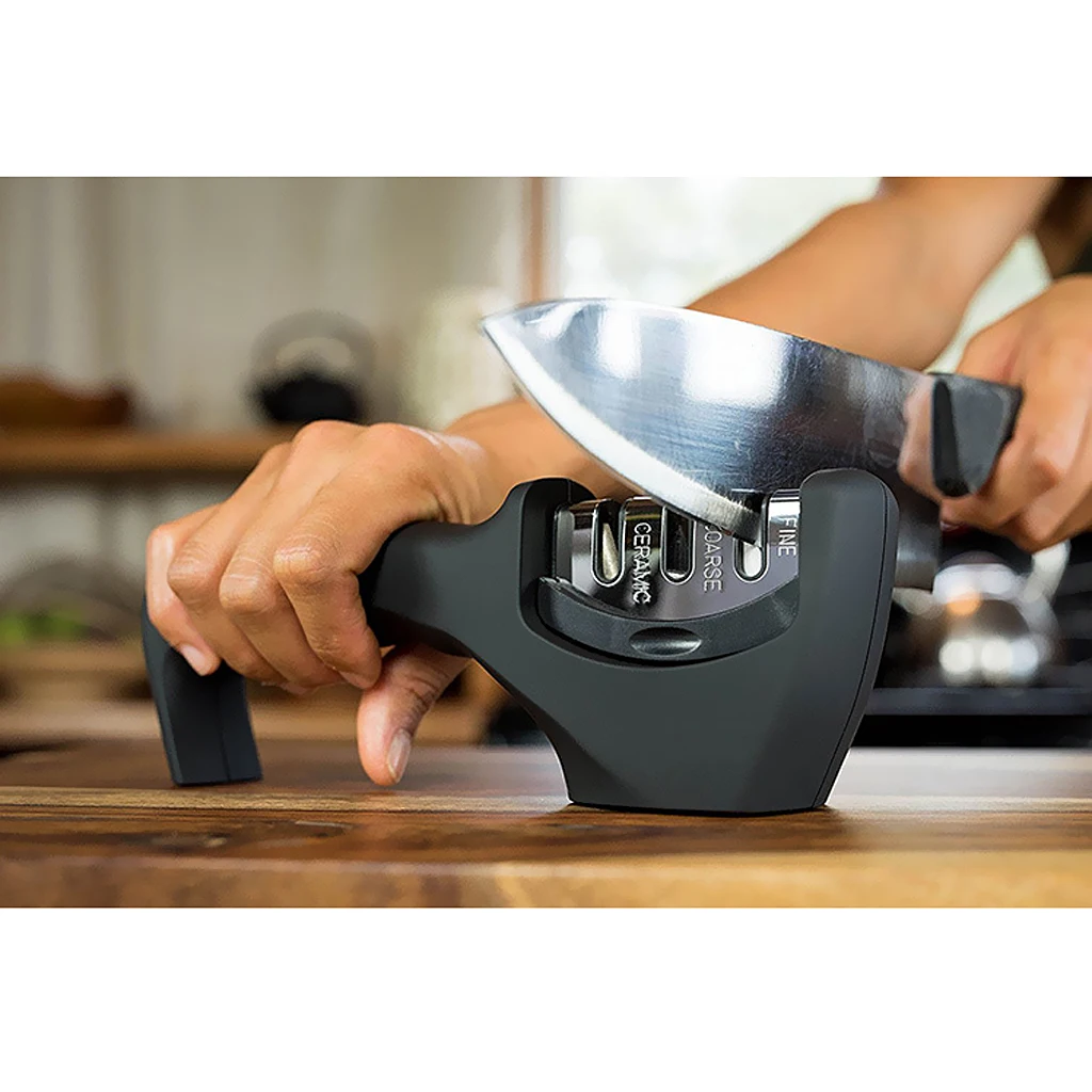 Durable Edge Grip Black Diamond Kitchen Chef 3-Stage Knife Sharpener