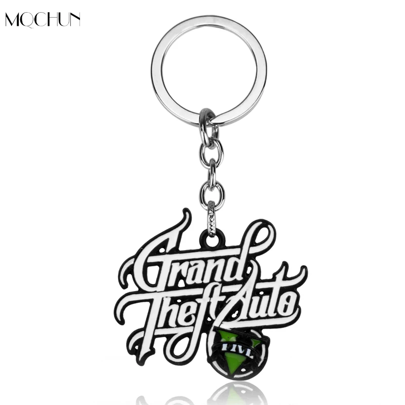 

MQCHUN Hot Game Jewelry PS4 GTA 5 Grand Theft Auto V Pendant Keychain Men Car Key Chain Boys Fans Cosplay Christmas Party Gift