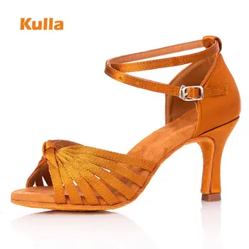 

High-heel Latin Ballroom Dance Shoes For Women Smooth Satin Ladies Tango Salsa Professional Dancing Shoes Wholesale Size 34-42