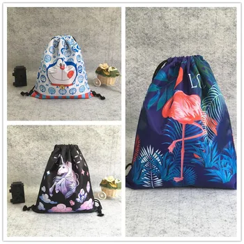 

YILE Water-proof Polyester Oxford Fabric Drawstring Backpack Student Book Bag Flamingo Unicorn cat 8610a