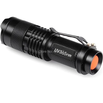 

Free Shipping 365nm UV LED Flashlight Torch For detect cash prayer beads traces of forensic detect fluorescent substances