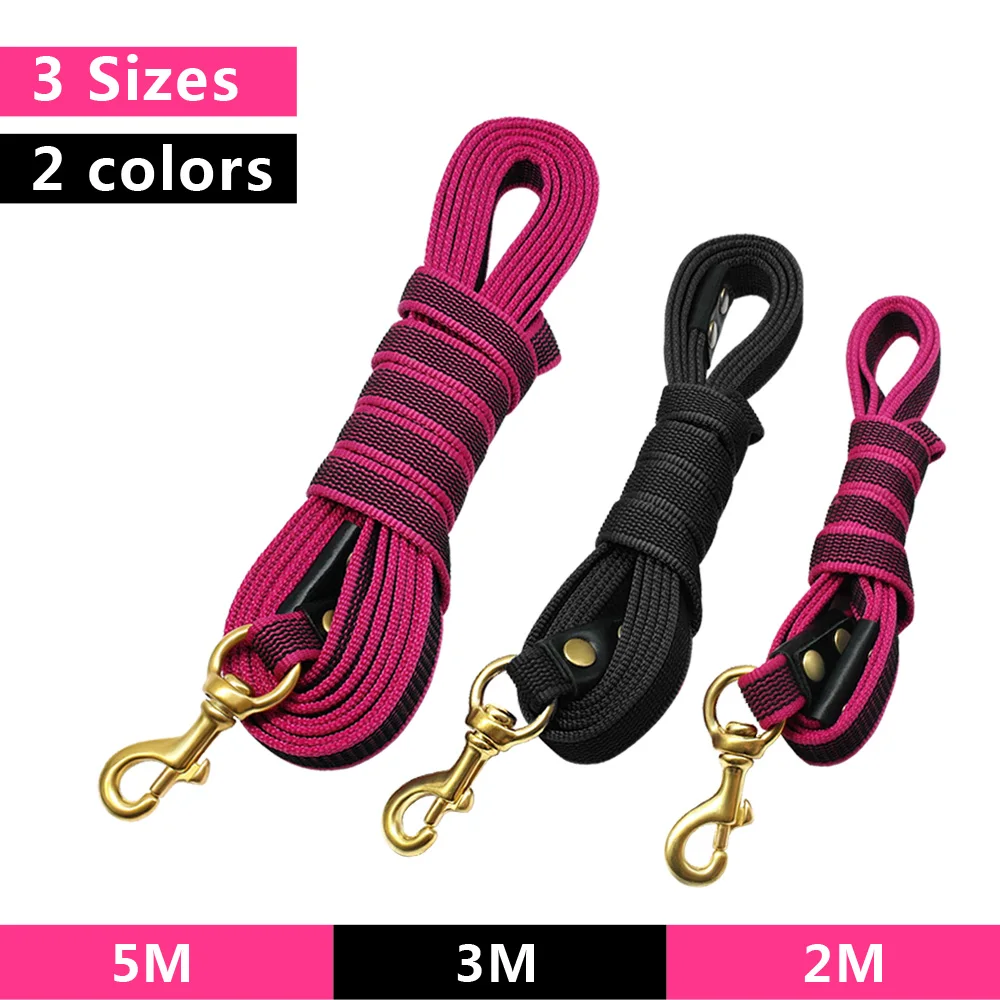 Heavy Duty Non-Slip Nylon Long Dog Tracking Leash – 2m, 3m, 5m Training Leads for Medium &amp; Large Dogs