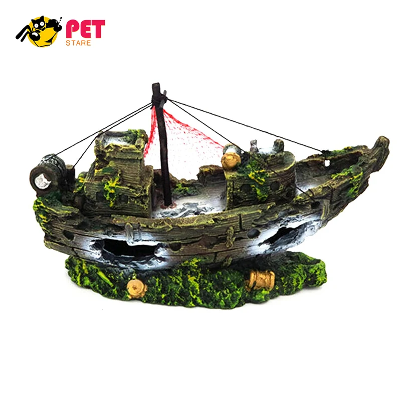 Aquarium Decor Fish Tank Shipwreck Decoration Pirate Treasure Ship