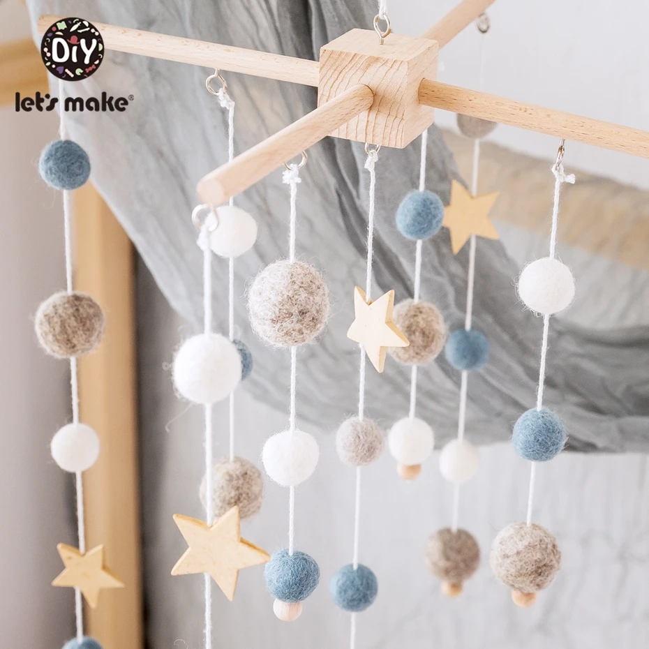 Baby Rattles Mobile Wooden Teether Kids Room Decoration Crib