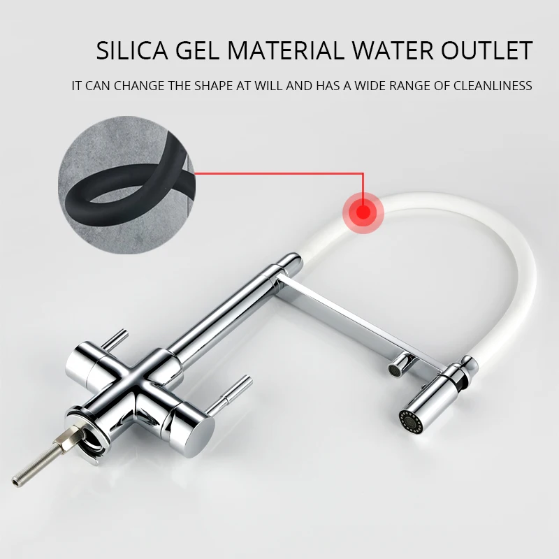  3 Way Clean Water Kitchen Faucet with Sprayer Swivel Osmosis Reverse Tri-flow Pull Down Kitchen Sin - 33023900875