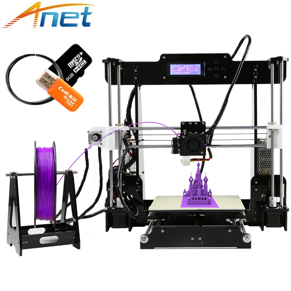 

Anet A8 Large Printing Size Precision Reprap Prusa i3 DIY 3D Printer kit with Filament &Card& Video Free