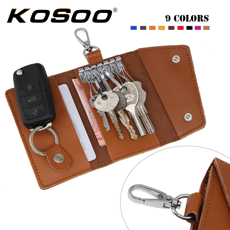 

KOSOO Car Styling Genuine Leather Car Keys Bag Holder Car Key Wallet Case For Chery QQ For Infiniti Q70 For Jaguar XF/SV8