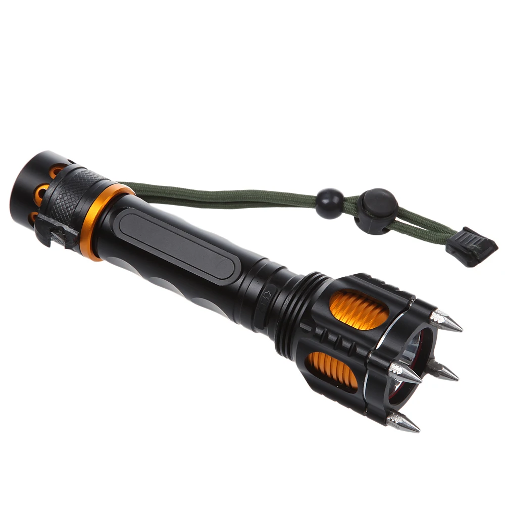 

High Quality 2000LM XM-L T6 LED Flashlight Torch Four Attack Head Audible Alarm Lamp 5 mode lighting Flash Light Self Defense