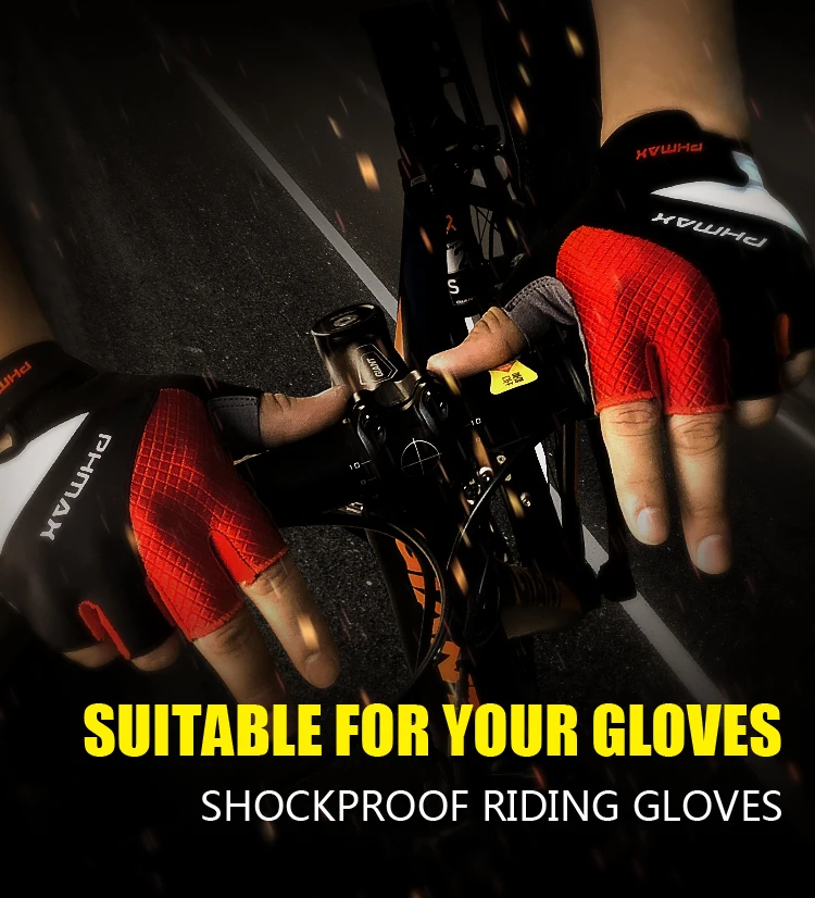 PHMAX перчатки для велоспорта с жидким гелем, силиконовые утолщенные накладки на пол пальца, перчатки для гоночного велосипеда, противоударные дышащие перчатки для горного велосипеда