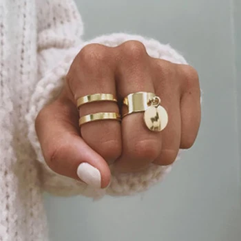 

Fashion Personality Hollow Cylindrical Ring For Women Gold Color Big Ring Combination Women's New Gothic Party Jewelry Gift