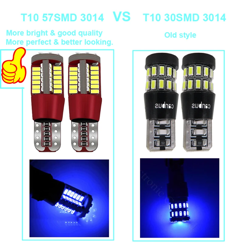2X Car T10 Led 192 W5W Super Bright 57smd Canbus NO Error Car Marker Auto Wedge Clearance Lights Bulb Parking Lamps Side Light (8)