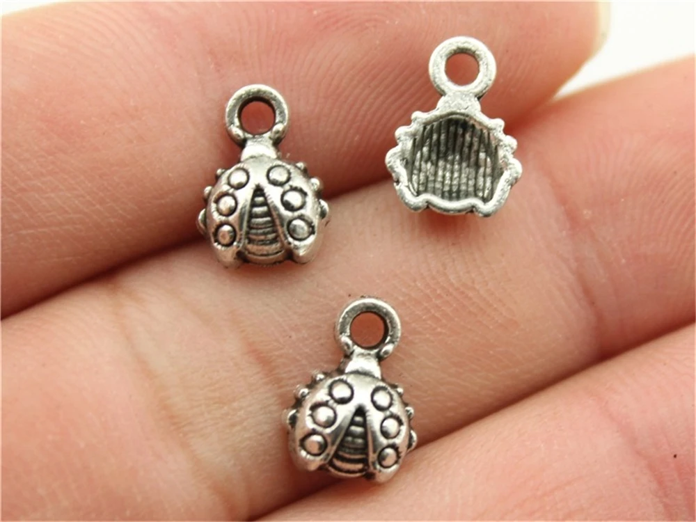 

WYSIWYG 30pcs 11x8mm Ladybug Charm Pendants For Jewelry Making 2 Colors Cute Ladybug Pendants Charm Small Ladybug