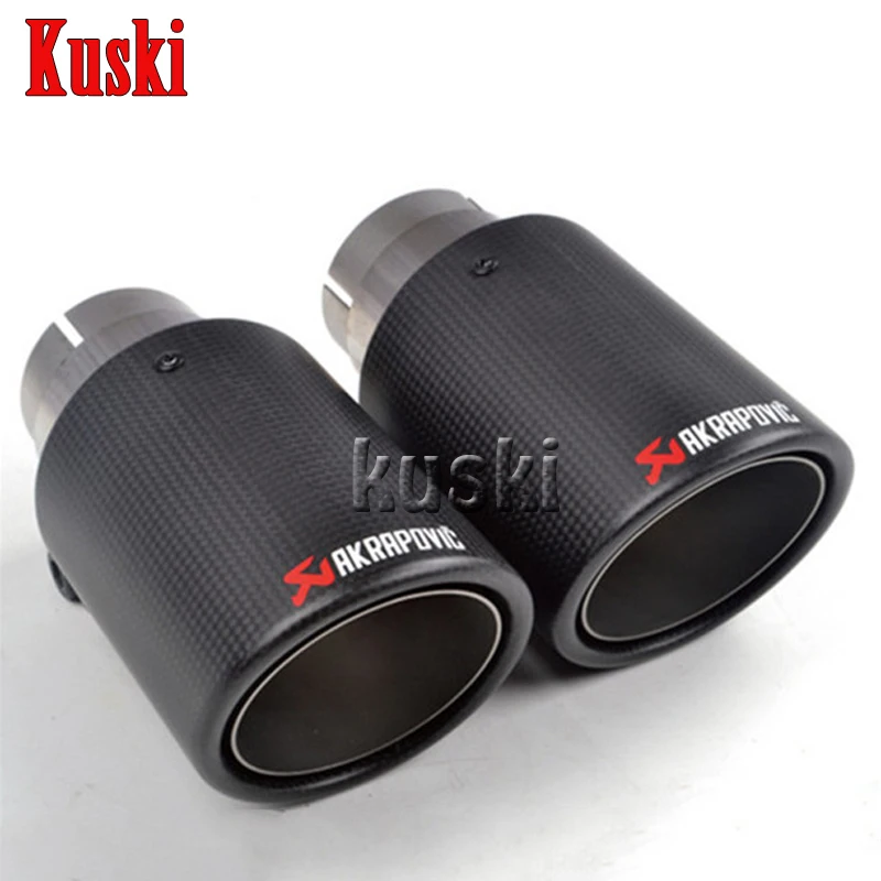 

1X Customizable Akrapovic Carbon Fiber Exhaust Tip/Muffler End Pipes Car Cover For BMW VW Golf 7 Audi Mazda Honda Accessories