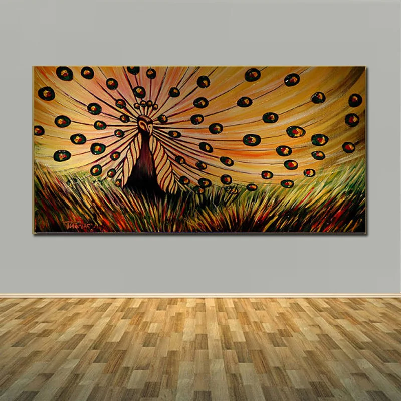 

High Skills Artist 100% Hand-painted Peacock Oil Painting On Canvas Handmade Abstract Peacock Painting For Living Room Decor