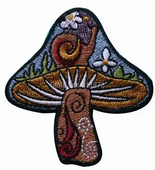 

Mushroom Shroom Hippie Peace Music Band EMBROIDERED IRON On Patch T shirt Transfer APPLIQUE Heavy Metal Rock Punk Badge