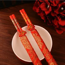 Деревянные китайские палочки для еды, печать как тематика "Счастье для двоих" и дракон, свадебные палочки для еды, подарок на свадьбу