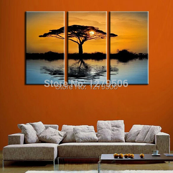 

Hand Painted Abstract Oil Paintings On Canvas Hang Picture The Setting Sun For Living Room Wall Decor Paintings