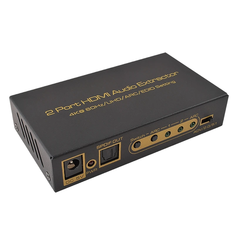 

2 Port 4K@60Hz 18Gbps 4: 4: 4 HDR ARC HDMI Switch with Optical SPDIF & RCA L/R Audio Out,2 in 1 Out HDMI Audio Extractor Switc