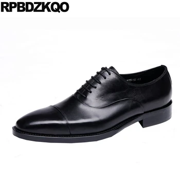

Pointy Toe Brand European Genuine Leather Men Pointed Dress Shoes High Quality Runway Oxfords Italian Black Office Plus Size