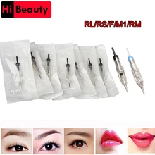 60pcs lot Disposable Sterilized Permanent Lip Eyebrow Makeup Bayonet Small Motor Goochie M8 Tattoo Needles Cartridge
