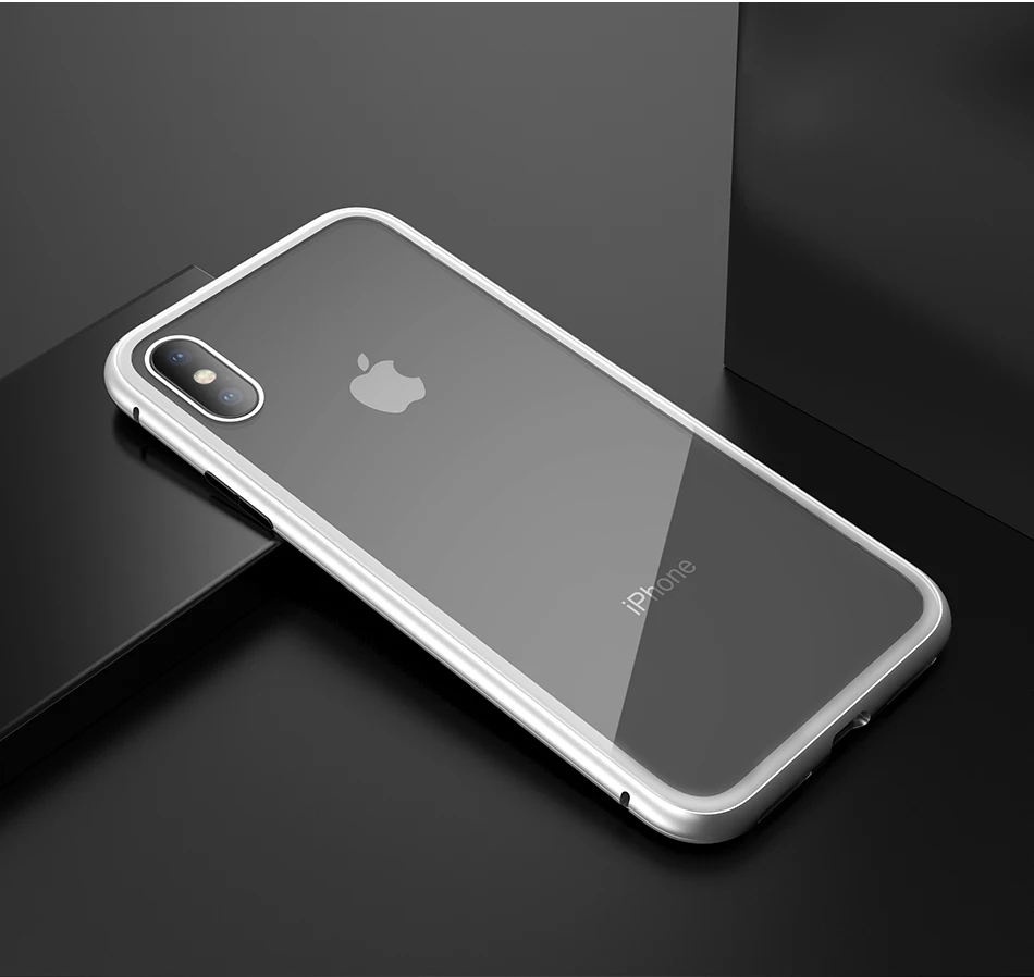 Tempered Glass Phone Case For iPhone 7 8 Plus Luxury 2 in 1 Magnetic Adsorption Clear Back Cover For iPhone X 10 8 7 Plus Case (9)