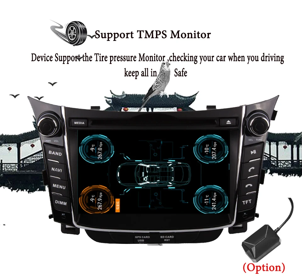 Top 7" 1024*600 HD IPS Android 9.0 8core Car dvd video Player head unit gps glonass stereo For Hyundai I30 2012-2016 4G Lte dab rds 5