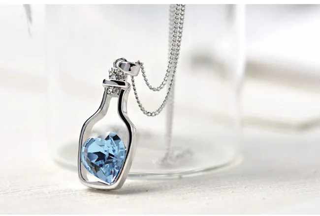 

Creative fashion making bottle heart necklace floating bottle pendant necklace girl valentine's day birthday gift