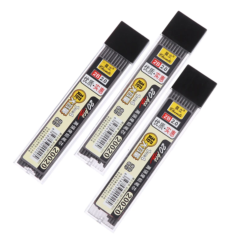 20pcs/box 2.0mm Graphite Lead 2b Mechanical Pencil Refill Plastic Automatic Pencil Box
