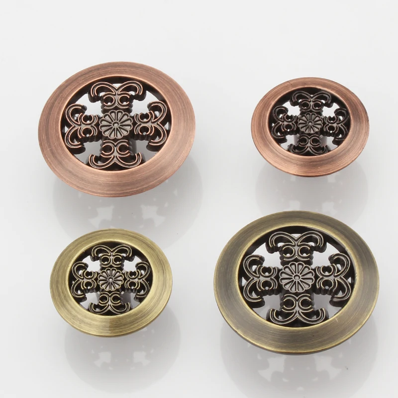 Antique Brass/Red Copper Single hole Drawer Handles Unique Design Cabinet Furniture Vintage Cabinet Knobs and Handles Door pulls