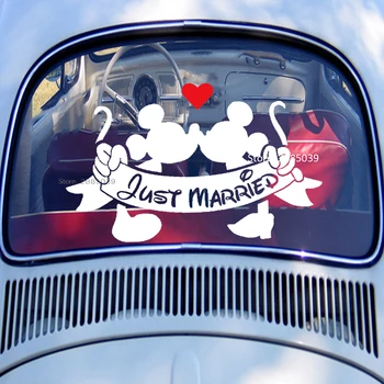 

Just Married Cute Cartoon Mouse Sillhouette Vinyl Decals Wedding Car Decor Stickers Funny Wedding Decal Caretive Wedding LC1038