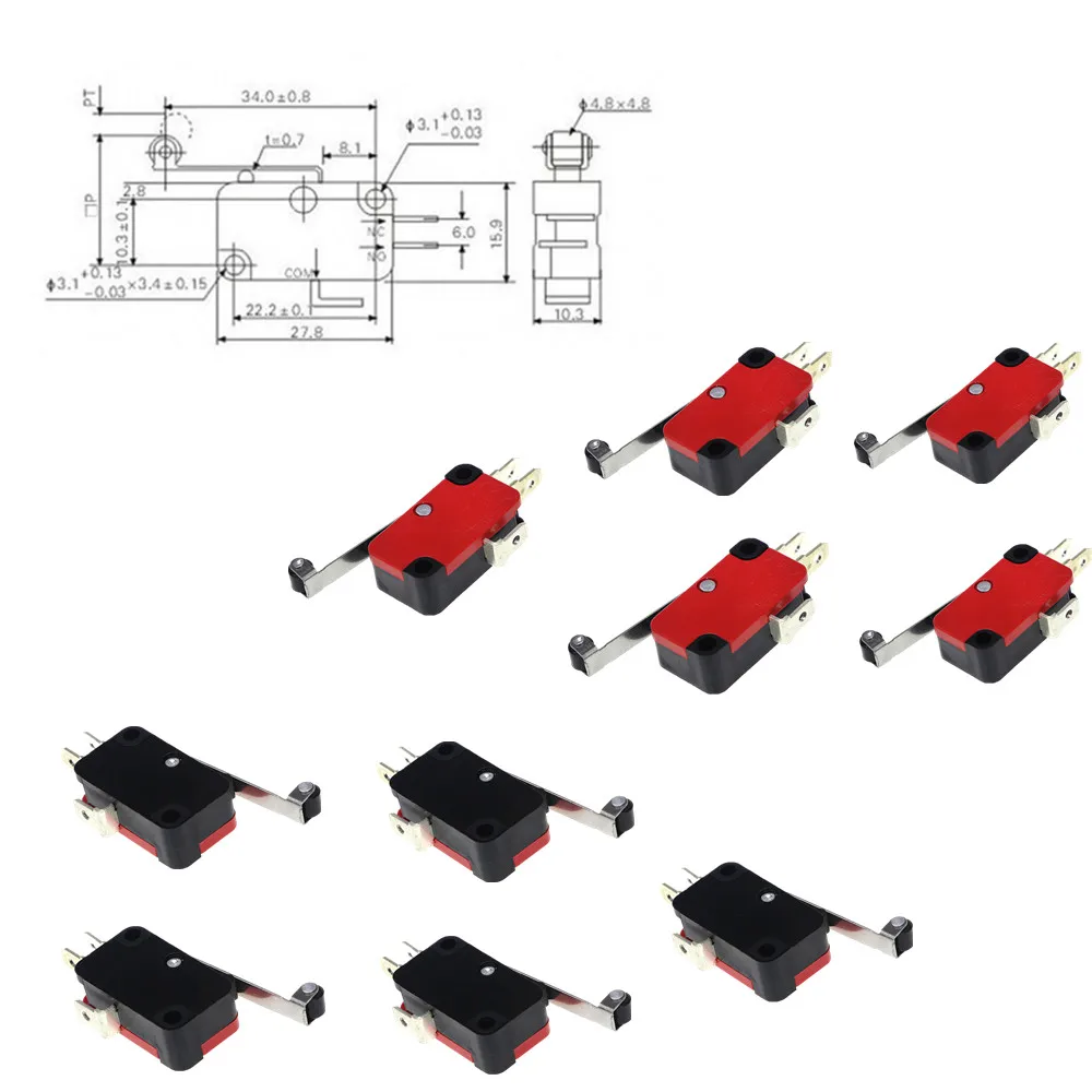 10 шт./партия V-156-1C25 микро концевой выключатель длинный роликовый рычаг с петлей Arm Snap Action LOT 15A