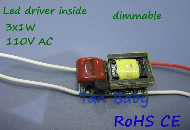 Free shipping 100pcs x 110V dimmable led driver inside 3x1W 300ma power supply for GU10/E27/E14 lamp best quality | Лампы и освещение