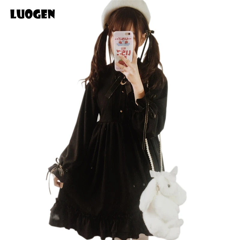 

2018 New Arrival Gothic Vintage Mini Dress Ladies Cute Long Sleeve Linen Ruffle Dress Womens Autumn Dresses