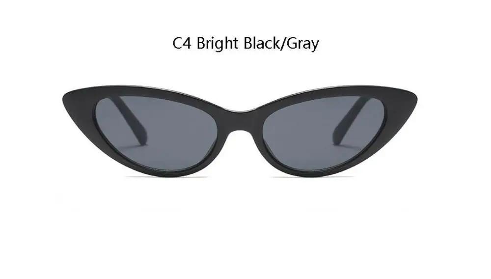 Узкие черные солнцезащитные очки, треугольные очки кошачий глаз, модные маленькие Оттенки для женщин, роскошные новые винтажные Ретро очки, очки UV400 - Цвет линз: C4 black gray