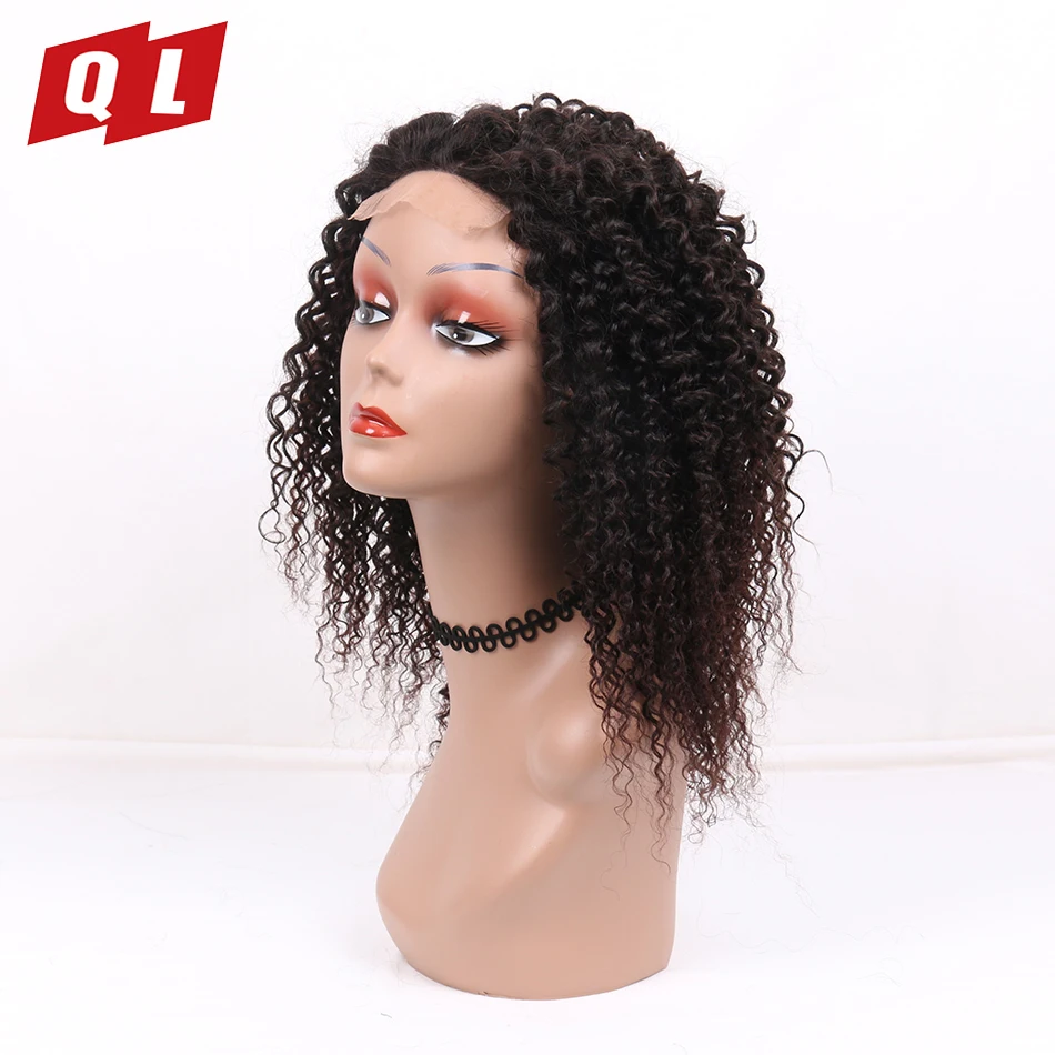 

QLOVE 4 *4 Brazilian Kinky Curly Hair Lace Frontal Wigs 150% Density Pre Plucked 100% Human Hair Wigs Natural Color Remy Hair
