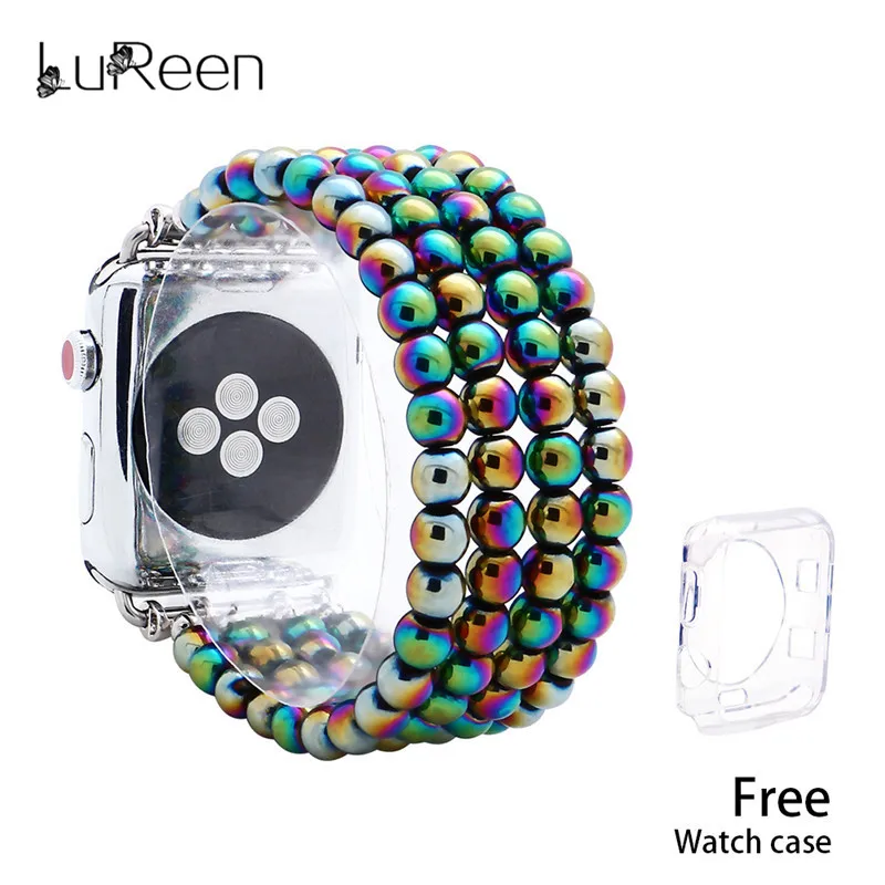 Lureen совместим с iWatch Band 38/40/42/44 мм, унисекс Мода ручной работы эластичный браслет ремешок, для iWatch серии 4/3/2/1 - Цвет ремешка: Colorful 6mm