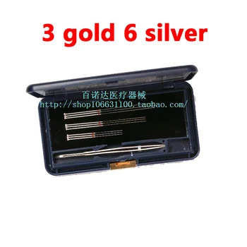 

Gold acupuncture needles - - - 3 gold & 6 silver set