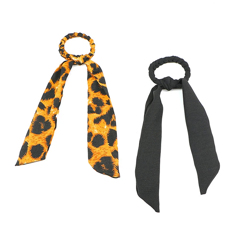 1PC Summer Ponytail Scarf Elastic Hair Rope Hair Bow Ties Scrunchies Hair Bands Flower Print Ribbon Hairbands For Women