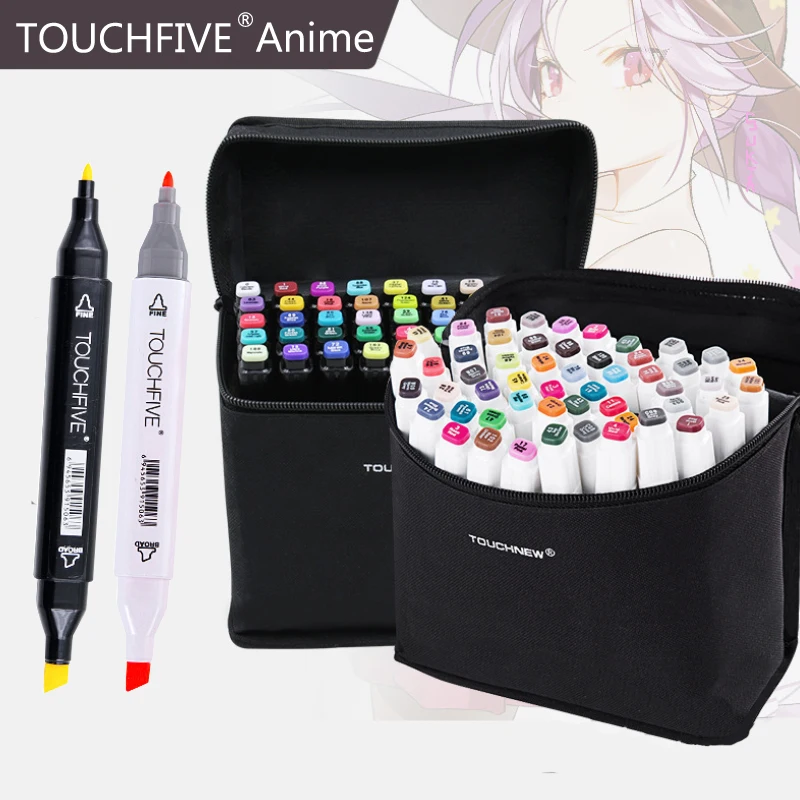 

TouchFive Colors Alcohol Markers Set Dual Tip Sketch Marker Pen Coloring Feutre Alcool Drawing Brush Pen Anime Art Supplies