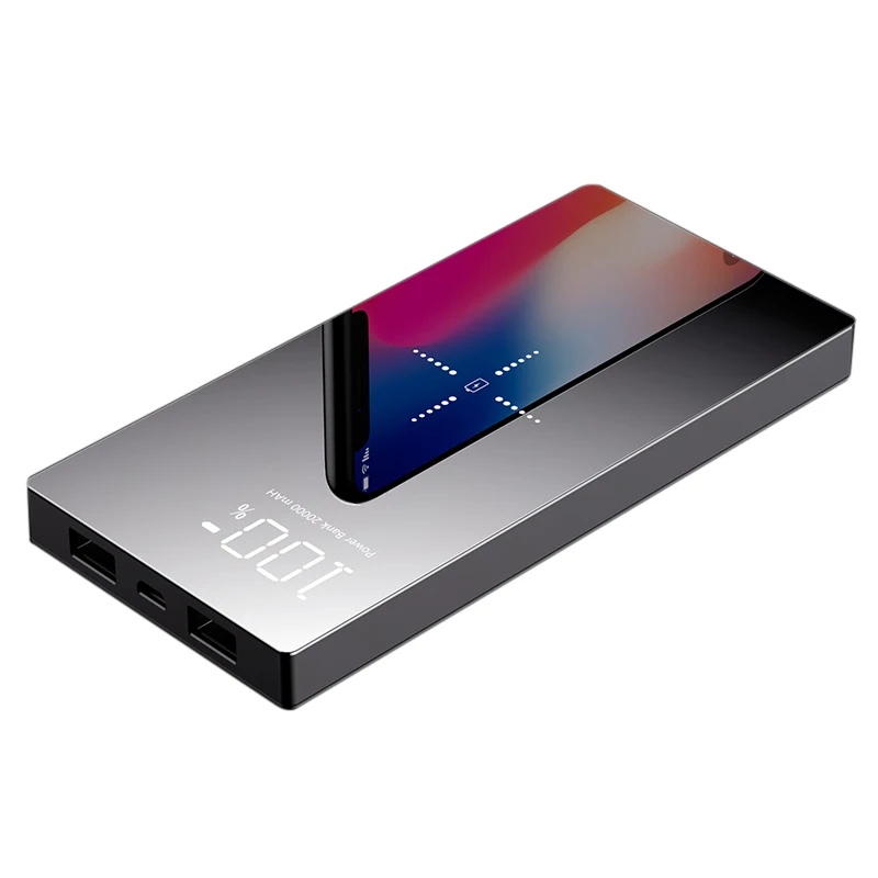 Qi Wireless Charger Power Bank 20000mAh Portable Dual USB Phone Charger External Battery Pack for Xiaomi iPhone Huawei Poverbank Qi Wireless Charger Power Bank 20000mAh Portable Dual USB Phone Charger External Battery Pack for Xiaomi iPhone Huawei Poverbank